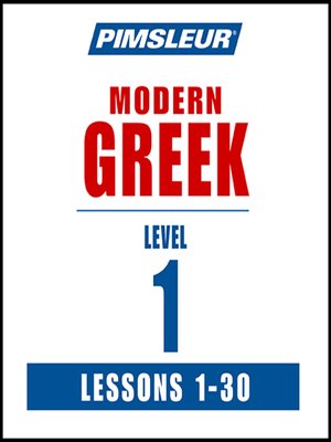 cover image of Pimsleur Greek Level 1 MP3